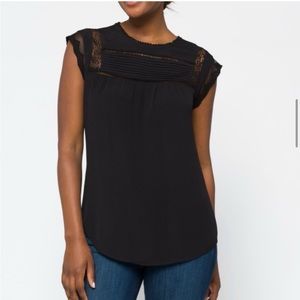 Daniel Rainn Black Lace Detail Short Sleeve Blouse